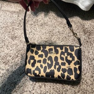 Coach Leopard Nolita Print Mini Shoulder Bag in Tan and Black